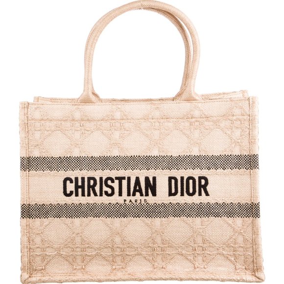 CHRISTIAN DIOR Medium Raffia Cannage Book Tote - Picture 1 of 5